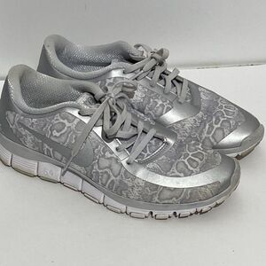 Nike Women's Metallic Silver Free 5.0 Snake Print Running Sneaker Shoes Size 10